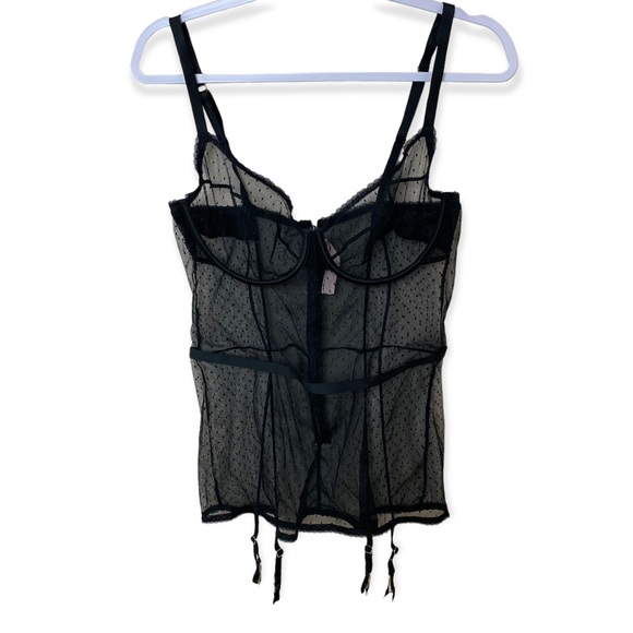 Victoria's Secret Other - Victoria’s Secret Black Garter Slip Dress